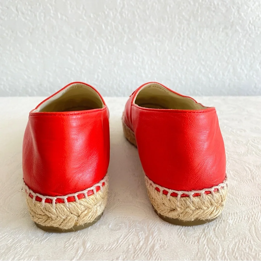CHANEL coral red Lambskin CC Espadrilles
